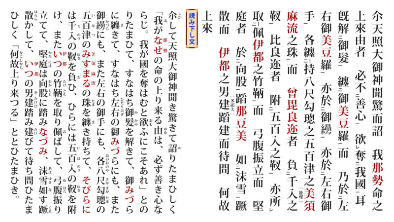 古事記「スサノヲ昇天②」（原文／読み下し文／現代語訳）