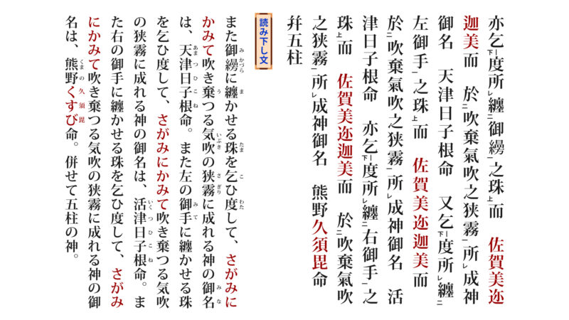 古事記「うけい②-2」（原文／読み下し文／現代語訳）