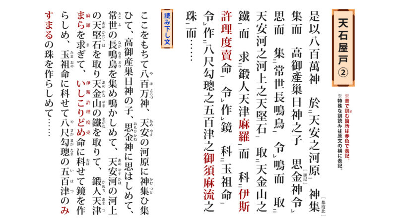 古事記「天岩屋戸②-1」（原文／読み下し文／現代語訳）