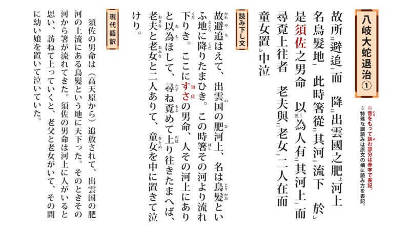 古事記「ヤマタヲロチ退治①-1」(原文/読み下し文/現代語訳)